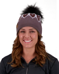 Obermeyer Fair Isle Faux Fur Pom Beanie - Purple Reign