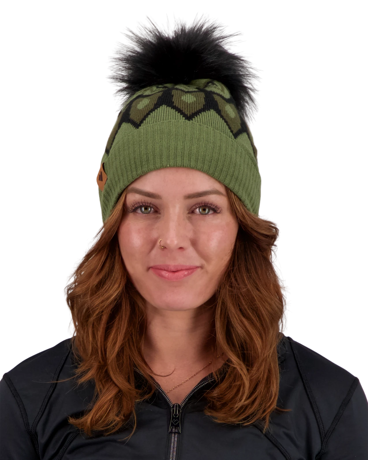 Obermeyer Fair Isle Faux Fur Pom Beanie - Saguaro 2 Obermeyer Fair Isle Faux Fur Pom Beanie - Saguaro