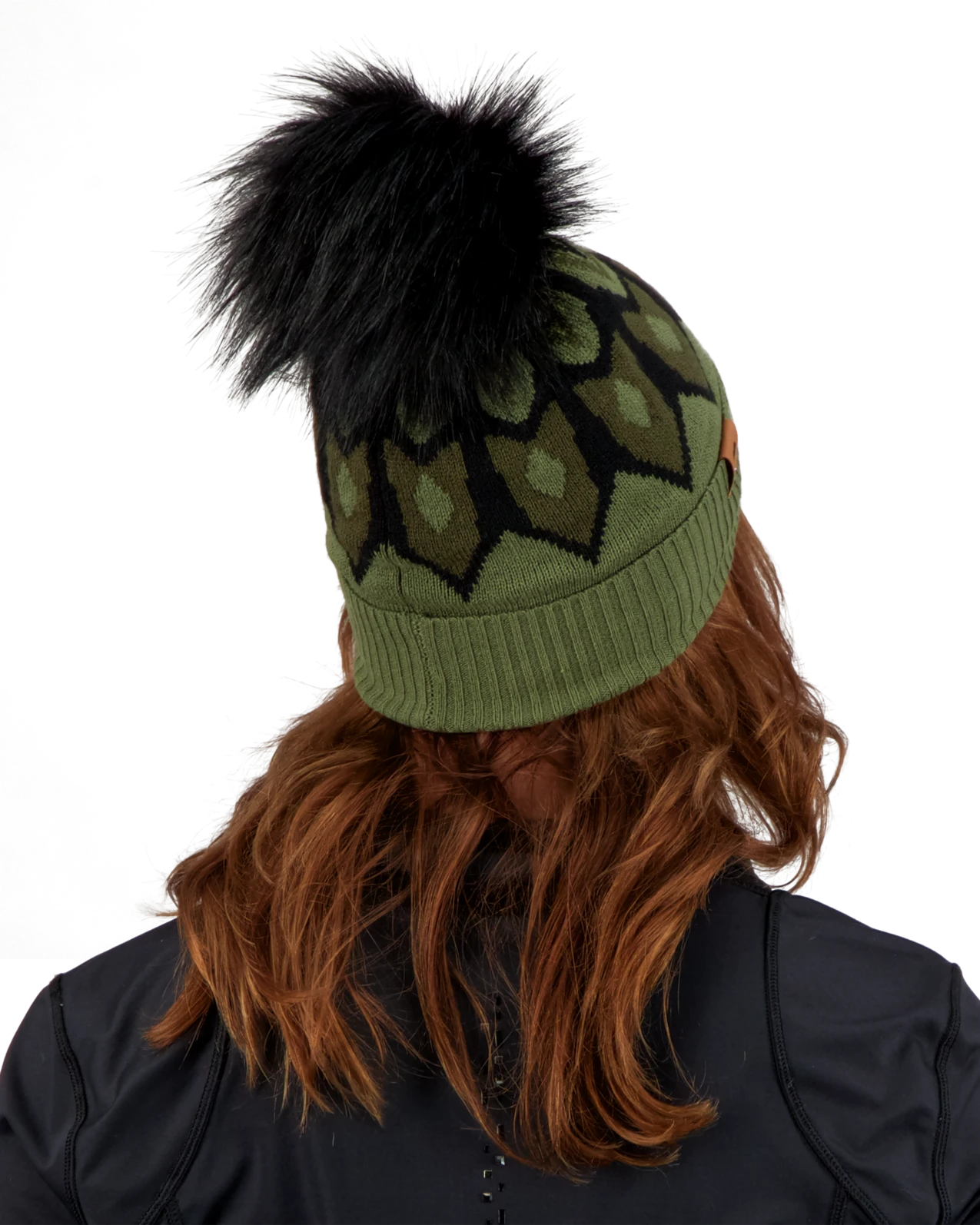 Obermeyer Fair Isle Faux Fur Pom Beanie - Saguaro 4 Obermeyer Fair Isle Faux Fur Pom Beanie - Saguaro - Image 3