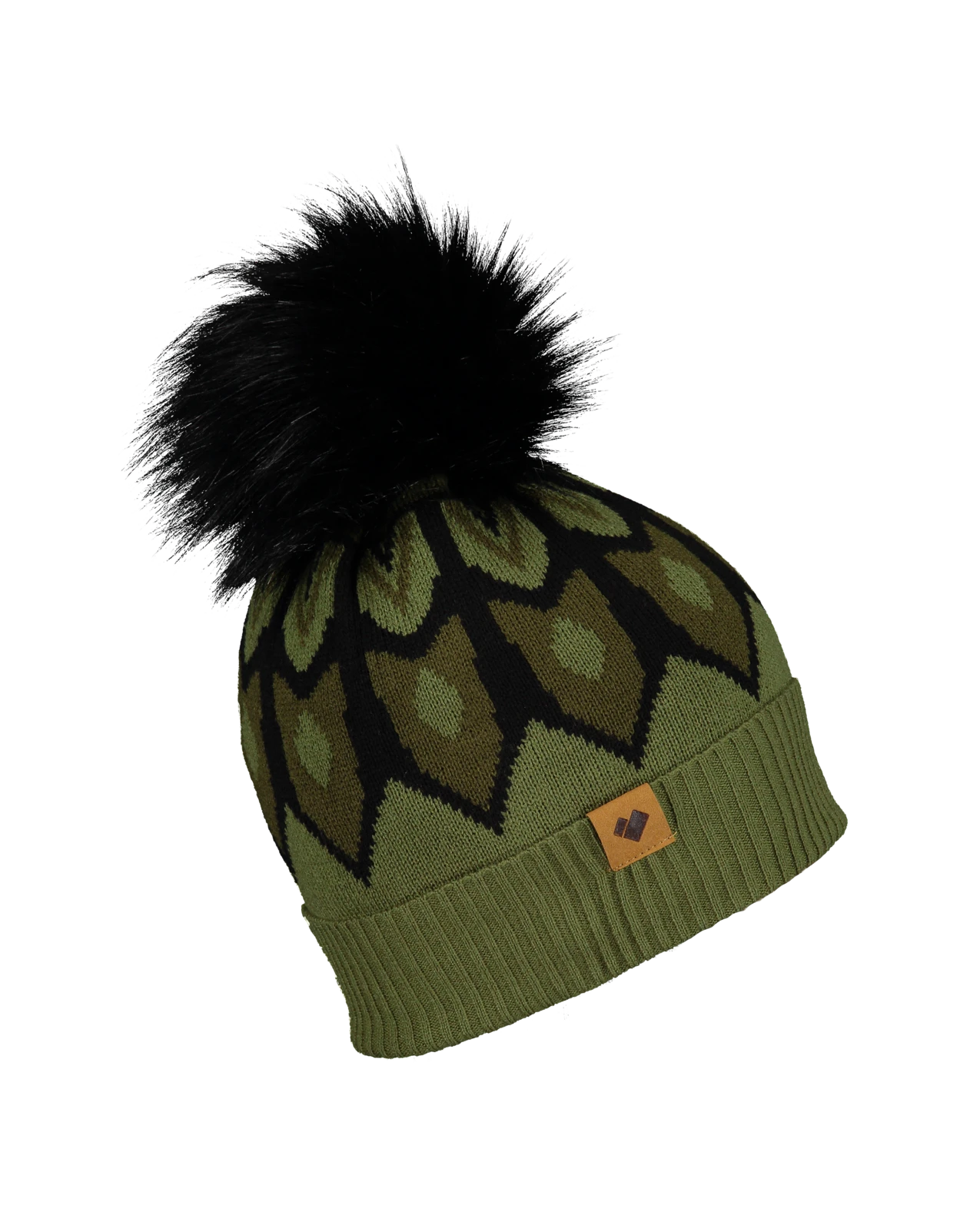 Obermeyer Fair Isle Faux Fur Pom Beanie - Saguaro 5 Obermeyer Fair Isle Faux Fur Pom Beanie - Saguaro - Image 4