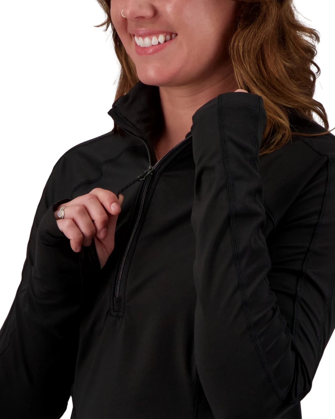 Obermeyer Discover 1/4 Zip Baselayer Top - Black 6 Obermeyer Discover 1/4 Zip Baselayer Top - Black - Image 4