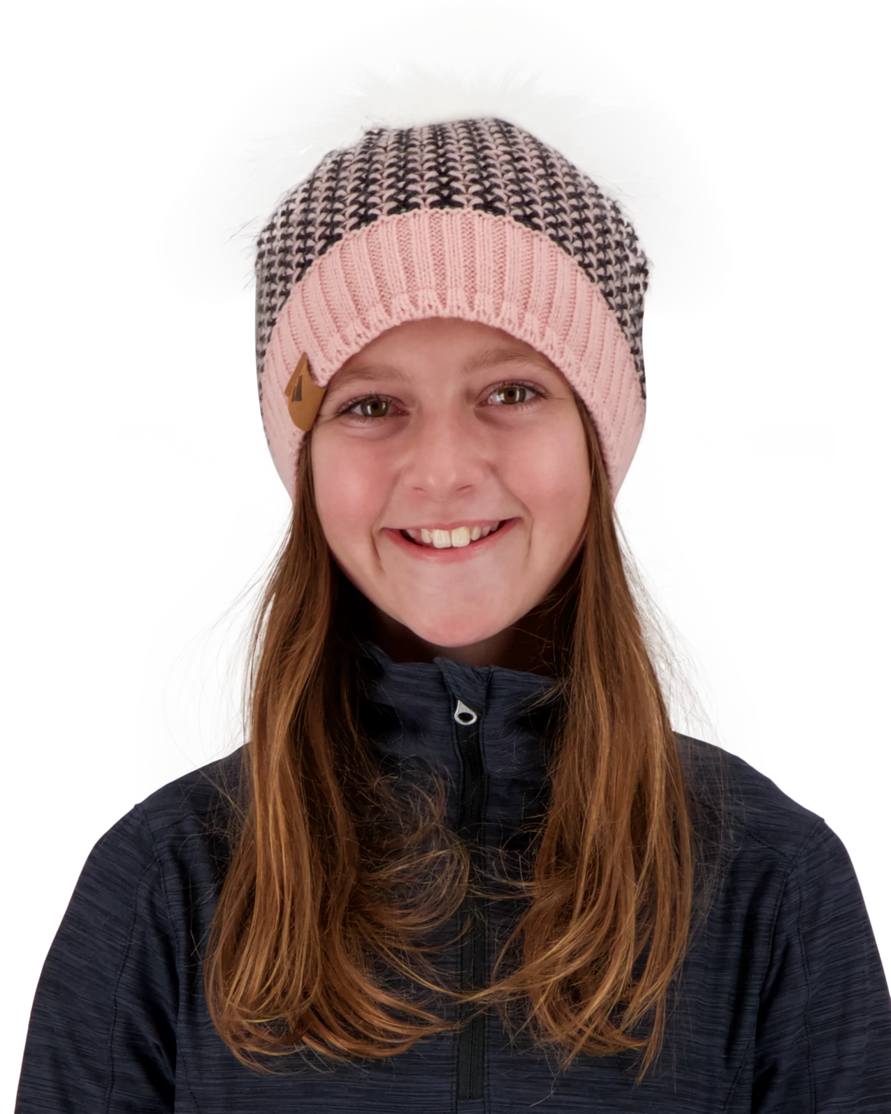 Obermeyer Tucson Faux Fur Pom Beanie - Pink Sand 3 Obermeyer Tucson Faux Fur Pom Beanie - Pink Sand