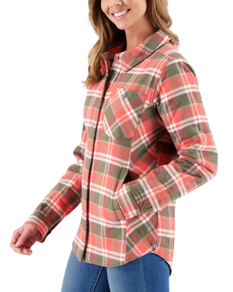 Obermeyer Women's Avery Flannel - Coral Berm Plai 7 Obermeyer Women's Avery Flannel - Coral Berm Plai - Image 5