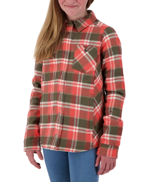 Obermeyer Teen Girls Avery Flannel - Coral Berm Plai 6 Obermeyer Teen Girls Avery Flannel - Coral Berm Plai - Image 4
